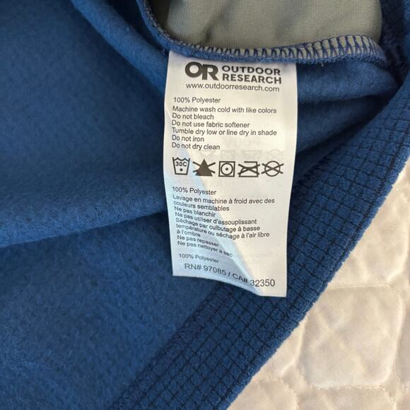 Outdoor Research Men’s Size L Trail Mix Fleece 1/4 Zip Blue - Picture 7 of 9